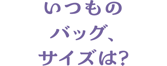 いつものバッグ、サイズは？