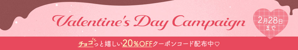 Valentine's Day Campaign 2月28日まで チョコっと嬉しい20％OFFクーポンコード配布中